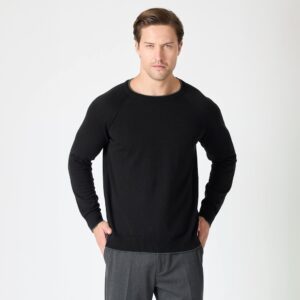 Black Crew Neck Sweater with a Grey Trim