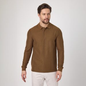 Tobacco Collared Long-Sleeve T-Shirt