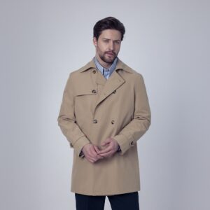 Beige Double-Breasted Trench Coat
