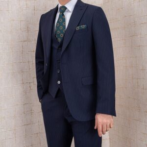 Three Piece Navy Suit with Pinstripes