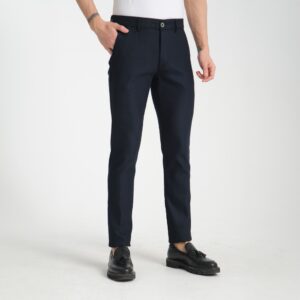 Navy Textured Trousers