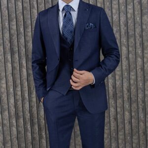 Indigo Micro Patterned Three Piece Suit