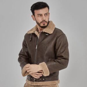 Fur Collar Thick Leather Fully Lined PU Leather Jacket